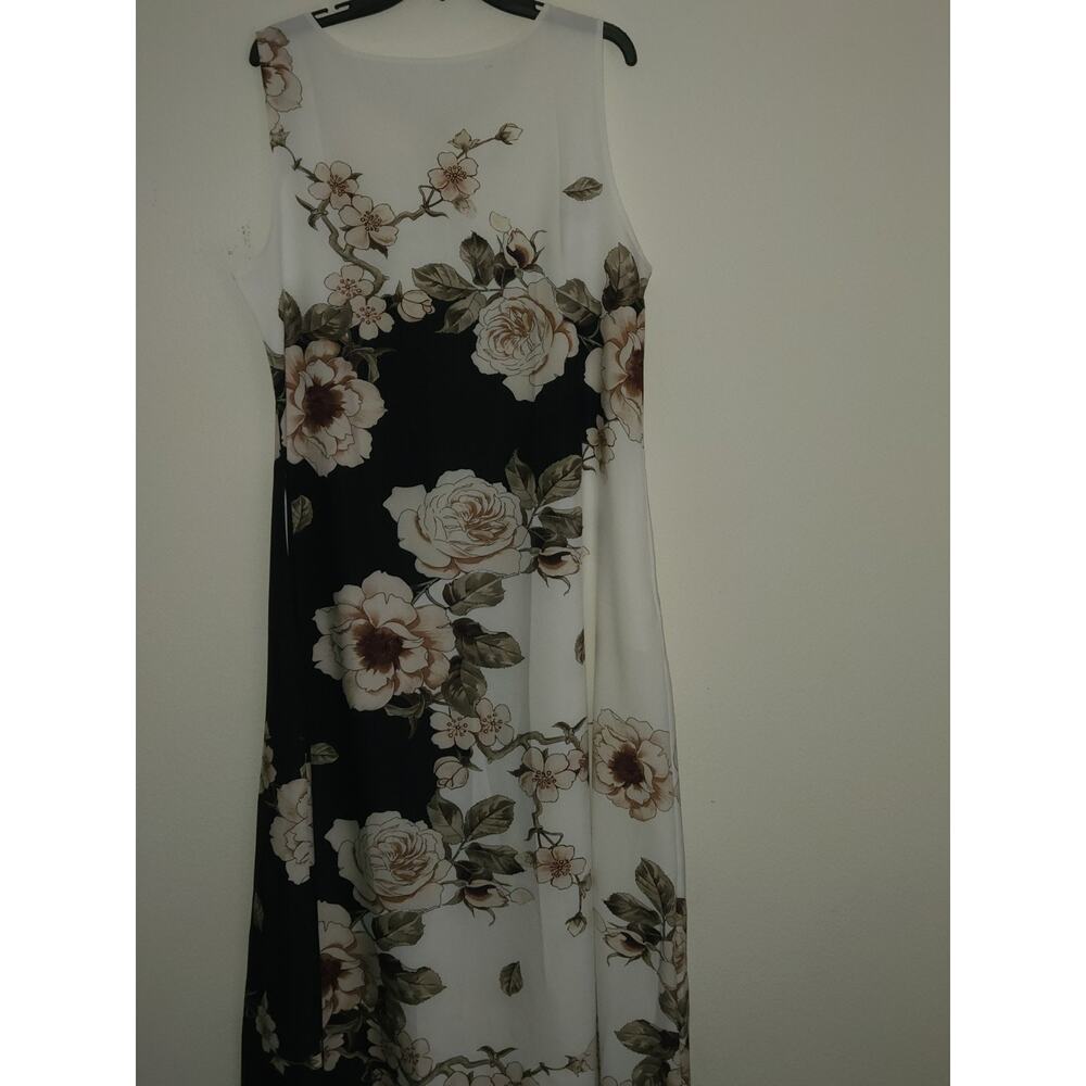 Floral Womens Dress XL Black White Sleeveless Long Sun Summer Flowy Dress - Picture 4 of 7